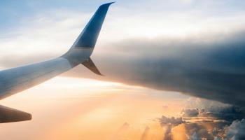 Airplane with clouds